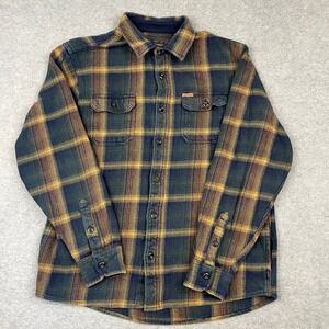 Orvis Flannel Shirt Mens Large Plaid Heavy Cotton Long Sleeve Button Up